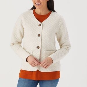 Duluth Trading Company Quilted Chore Coat Size XS Cream Button Front